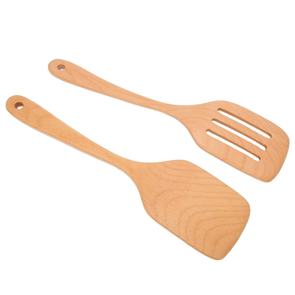 2Pcs Wooden Spatula Heat Resistant Light Weight Kitchen Cooking Utensils Set for Home Kitchen