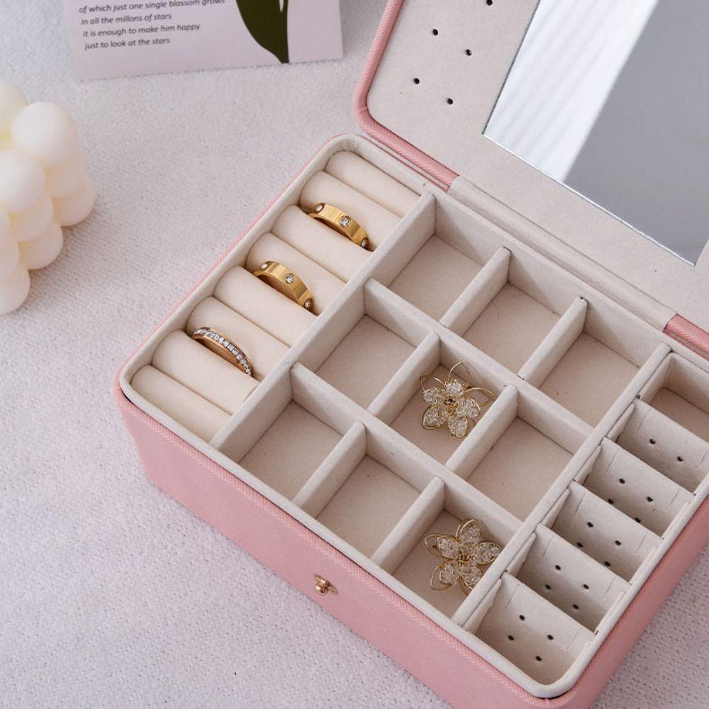 Multilayer Jewelry Holder PU Jewelry Storage Case Fashion Square Jewelry Box  Travel