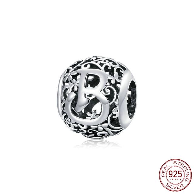 New 925 Sterling Silver Birthstone Heart Pendant Letter Series Bead Fit Original Fashion Charms Bracelet Women Jewelry Diy Gift