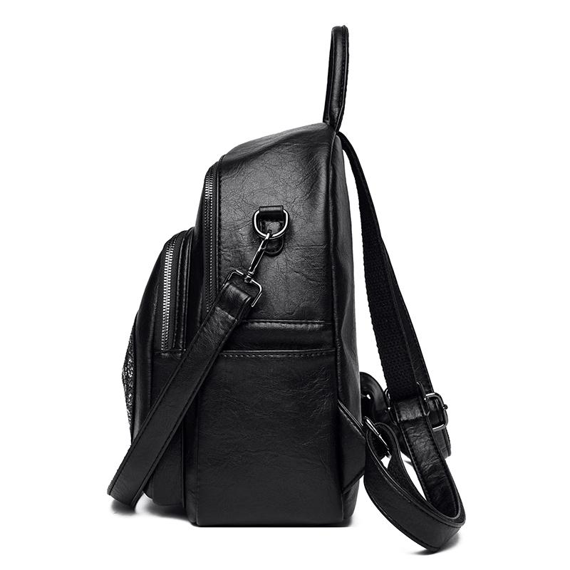 Women's Diamonds Backpack Large Capacity Soft Leather Dual-Purpose Backpack Travel Bag for Female