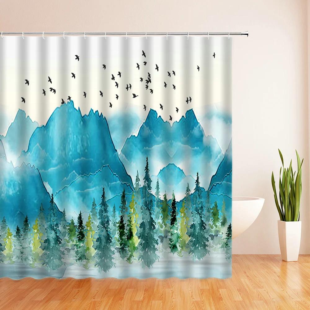 

Tropical Green Plant Trees Waterproof Shower Curtains Polyester Fabric With 12 Hooks Bath Curtain Home Decor Bathroom Curtains W60H190(CM)-1 Pcs