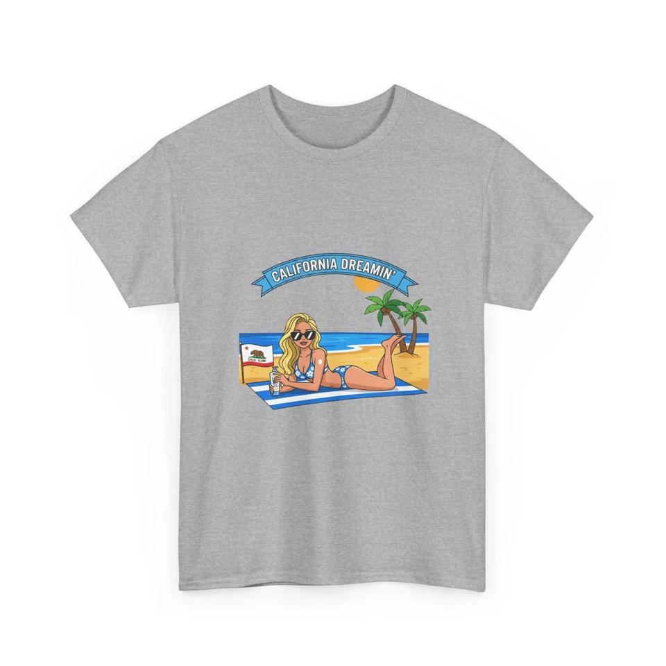 

California Dreamin Beach Girl Tee | Retro Surf Vacation Shirt, Tropical Shirt M