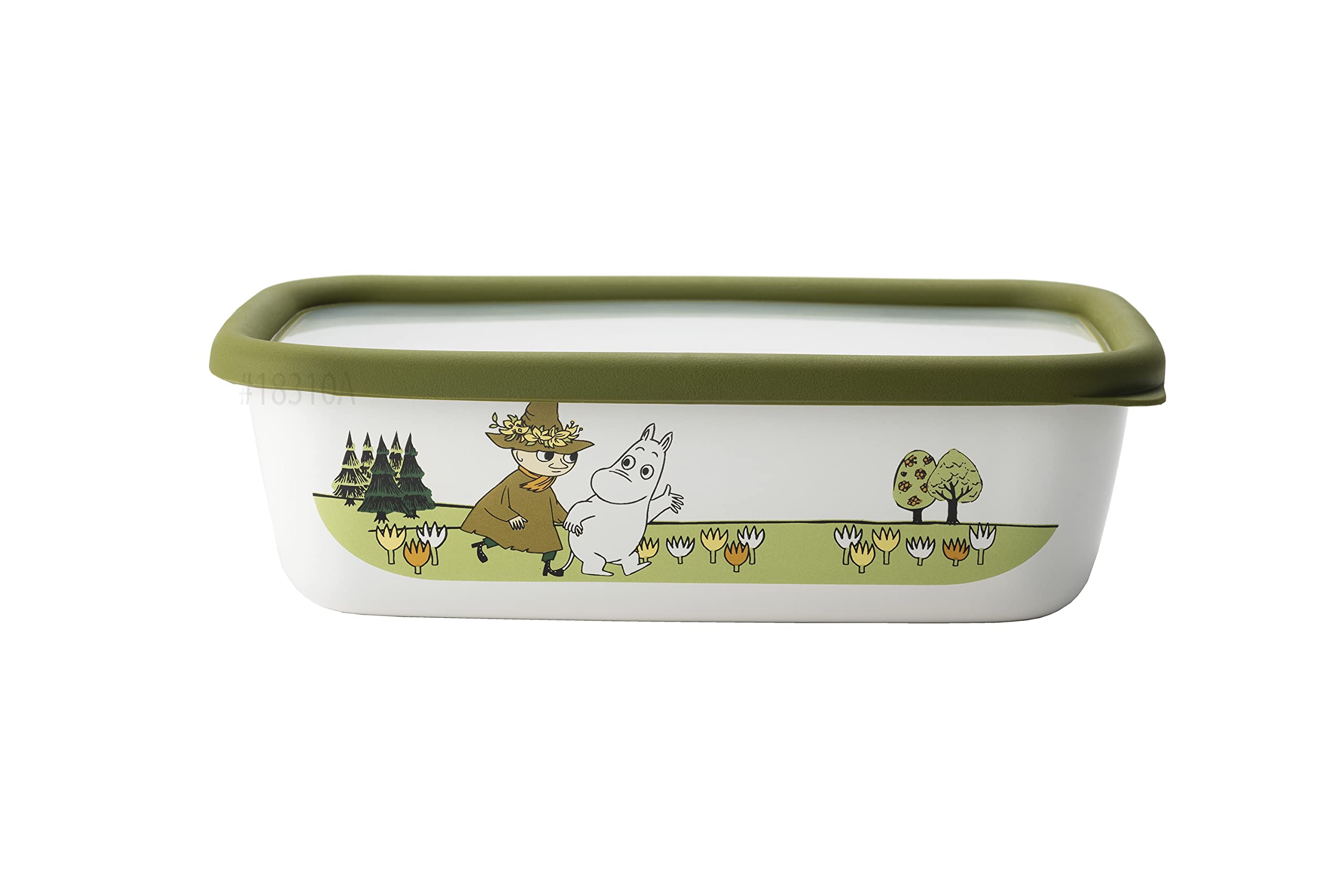 Fuji Horo Storage Square Medium Container Enamel Shallow Container Size Moomin Olive MTG-B2 4980₽