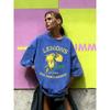 Natural Fresh Zesty Lemons Print Women Washed T-Shirts Summer Cotton T Shirt Y2K Loose Short Sleeves Breathable Tops