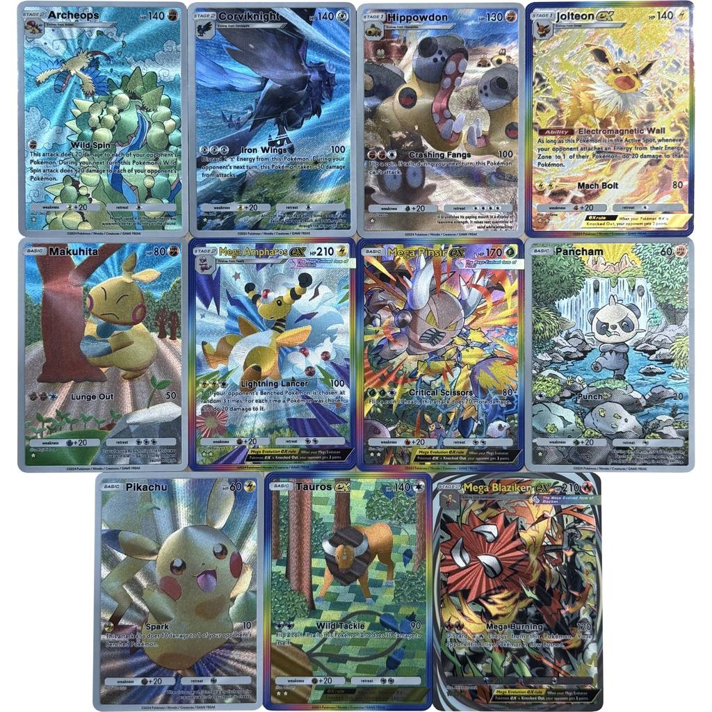 Diy Pokemon Pocket Charizard Blastoise Venusaur Mareep Series English Texture Flash Card Classic Game Anime Collection PTCG Y Kid Friendly