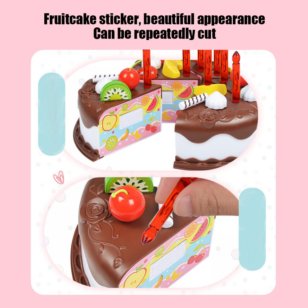 Simulation DIY Birthday Cake Pretend Play Children Educational Toy for Boys GirlsChocolate