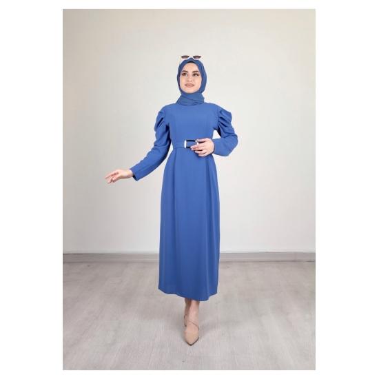 Plisowana spódnica ołówkowa z odkrytymi ramionami i hidżabem