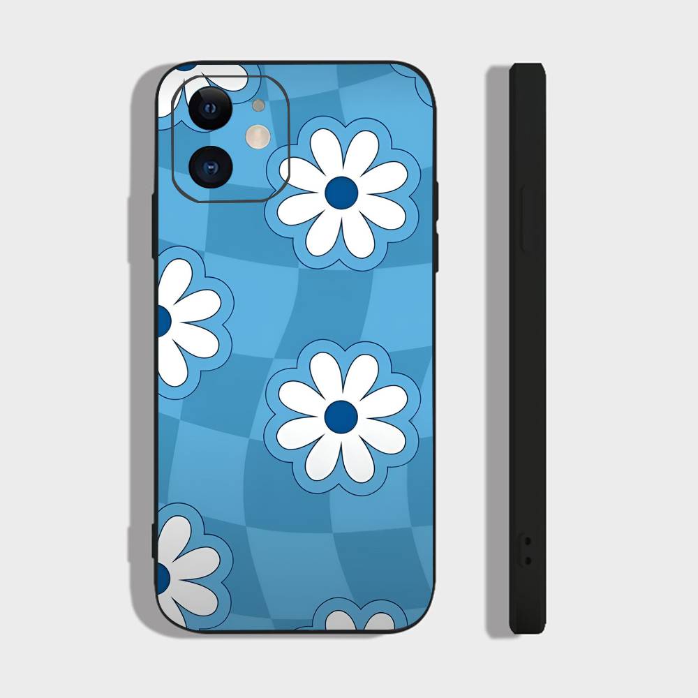 Flower Art For IPhone 15 16 14 Plus 13 12 11 17 Pro Max 17 Air Black Soft Phone Cover