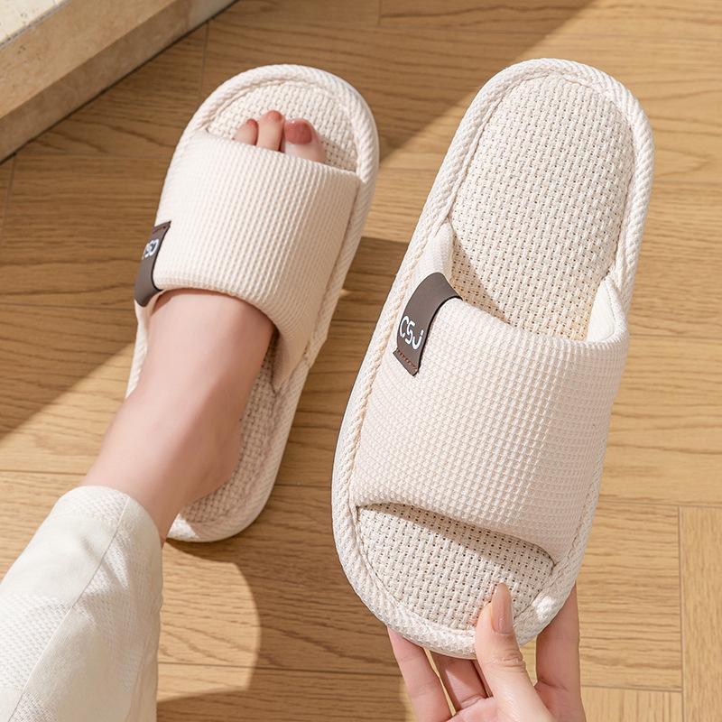 Linen slippers spring and autumn couple four seasons indoor household cotton and linen stepping on shit feeling home non-slip summer wholesale