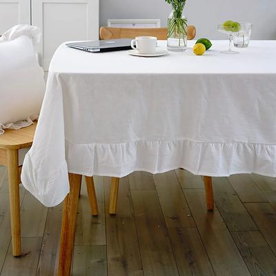 100% Cotton Table Cloth Washable Tablecloth For Wedding Party Dining Banquet Decoration Luxuriou Table Cover Flounce Stitching