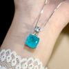 Princess Square Pillow Paraiba Neon Blue Premium Temperament Open Ring Women's Pendant Stud Earrings Set 2026