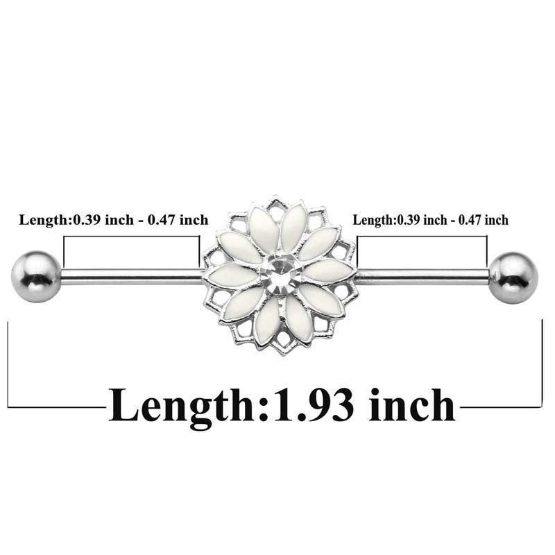 1pcs Stainless Steel Daisy Flower Screw Ball Industrial Barbell Piercing Jewelry