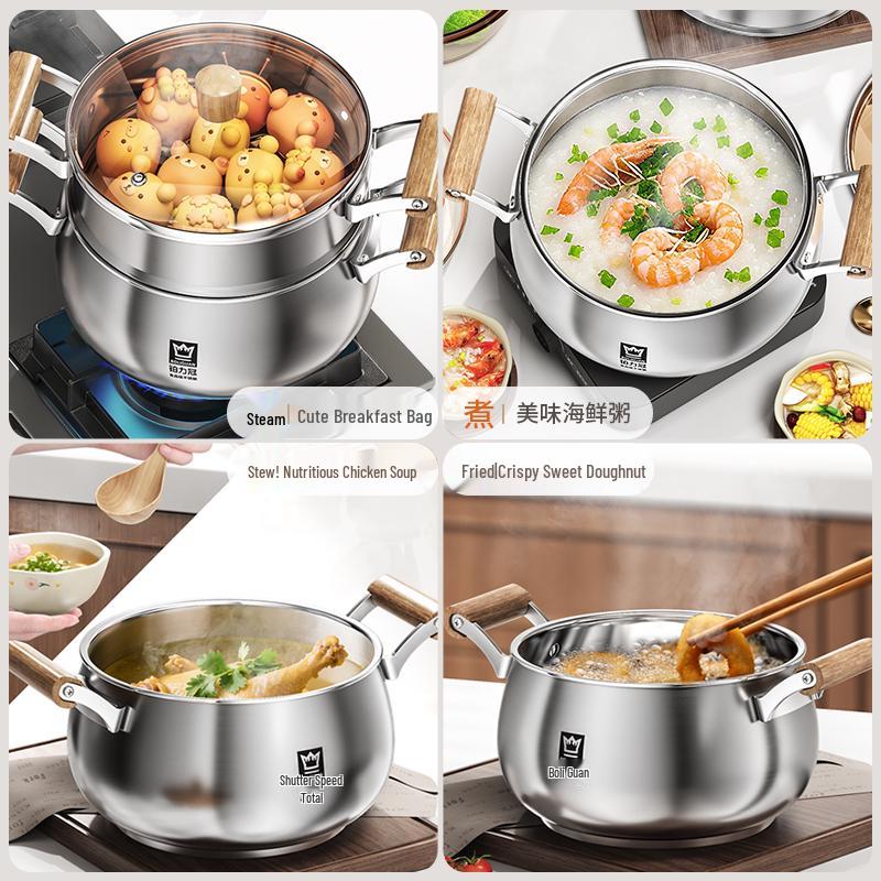 Large Capacity 2-Layer Stainless Steel Steamer Pot for Cooking and Stewing