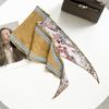 Spring and summer pastoral flower rhombus scarf dark pattern jacquard simulation silk scarf women's neck temperament small scarf tied bag