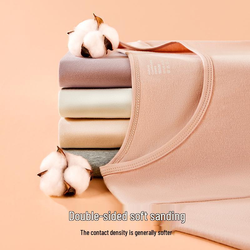 Leica Pure Cotton Antibacterial Thermal Underwear Set: Women's Round Neck, Thin Warm Autumn Top & Bottoms
