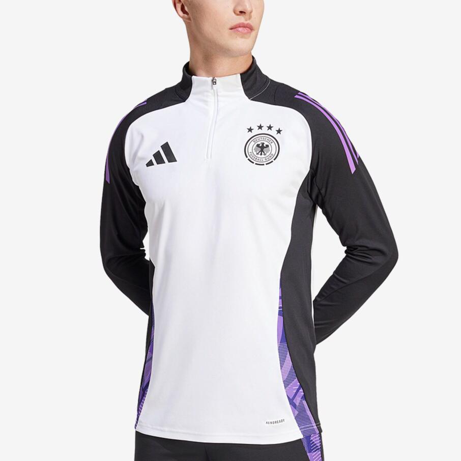 Adidas Germany Training Top 2024-2025 Slim Fit Versatile Comfortable Soccer Jersey Men Tops White IP8243
