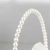 1Pc Pearl Handle Flower Basket Bow Satin White Western Rustic Bowknot Wedding Flower Basket For Floral Petals
