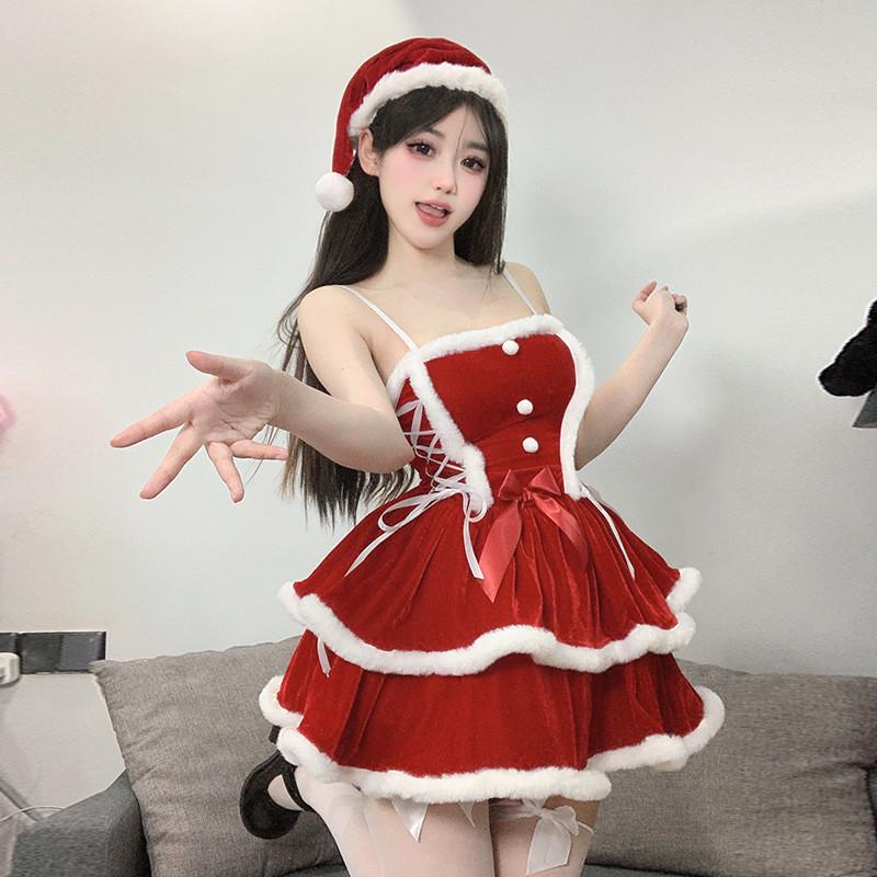 Adult Women Xmas Santa Claus Christmas Red Dress New Year Cosplay Costumes Role Play Outfit