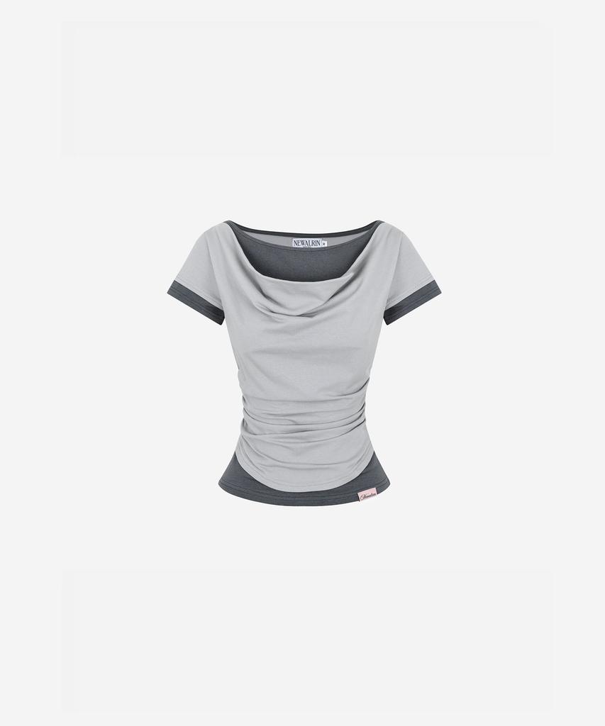 NEWALRIN Tori Draping Layered Short Sleeve Top(6Colors)