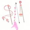 1pcs/Set Cat Teaser Wand Set with Floral Tassel Cartoon Design, Interactive Toy for Indoor Play