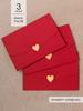 Heart shaped gold foil embossed envelopes, Western style colored envelopes, heart shaped gold foil stamped envelopes and postcards 3 pack