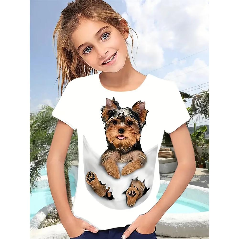 Cute Dog 3D Print Girls Clothes Cartoon Animal Trendy Children Clothing Casual Dog Lover Top