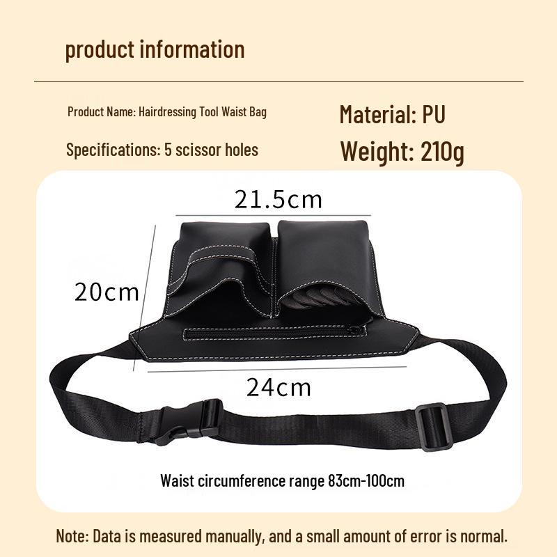 Leather Barber Crossbody & Waist Tool Bag for Scissors and Hairdressing Supplies