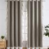 Ruffle Semi-Sheer Curtains, Plain Faux Linen Textured Vintage American Farmhouse Curtain Set for Living Room, Bedroom, Study