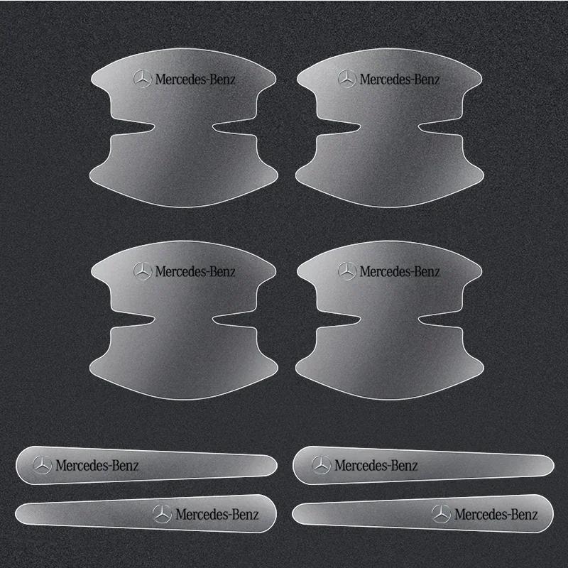 8Pcs Transparent Car Door Handle Wrist Bowl Trim Stickers For Mercedes Benz A C E Class GLE GLB GLC W205 W212 W213 X253 RY1