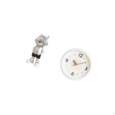 Astronaut Tabletop Ornament with Modern Wall Clock Design Creative Figurine for Fireplace Shelf Desk