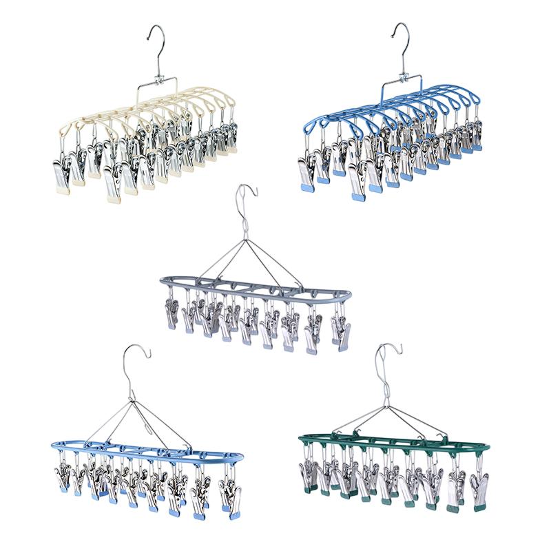 Edelstahl Kleiderständer Sockenhalter Mit 20 Clips Winddicht Multi Clip Wäscheständer Für Unterwäsche Socken Balkon Aufbewahrungsständer