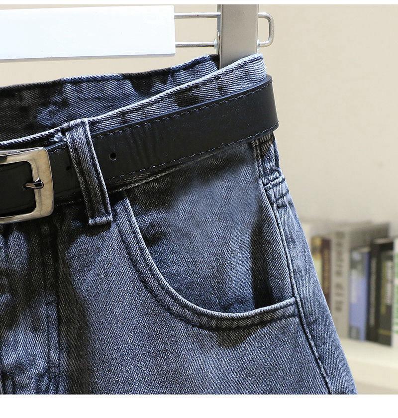 Women's Petite High-Waist Denim Shorts - Loose Fit, Versatile A-Line with Rolled Hem