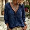 Damen Bluse mit Stickerei und Rüschen V-Ausschnitt