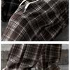 Kids Spring Autumn Plaid Pants for Teenage Girls Causal Loose Straight Drawstring Trousers Child Fashion Sweatpants 5-14Y