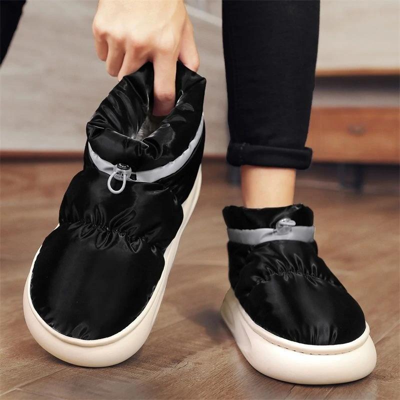 Student Men's Warm Bread Style Snow Boots Fleece Lined Anti Slip High Top Insulated Cotton Padded Outdoor Shoes