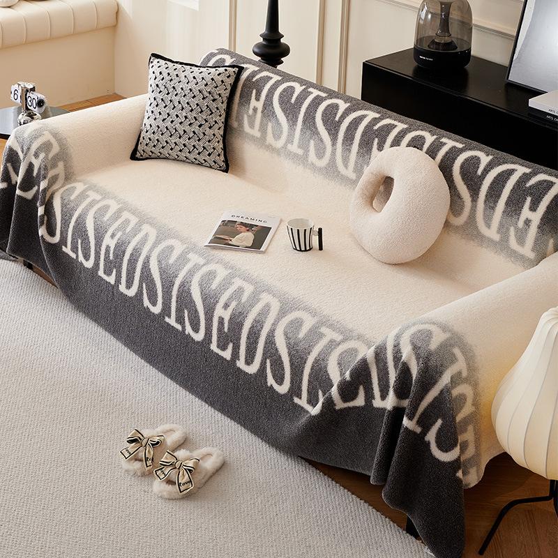 Tištěná látka na potah pohovky z jehněčí vlny Zimní fleecem podšitý ručník na pohovku Nový plyšový potah na pohovku Potah na pohovku