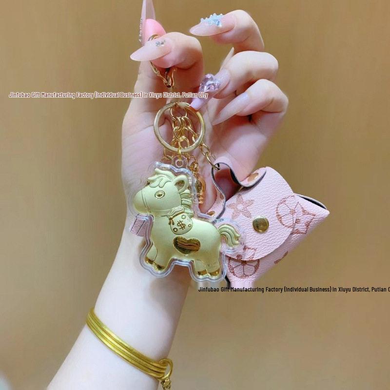 

New Year Horse Gold Phone Charm Pendant - 999 Pure Gold Keychain Gift