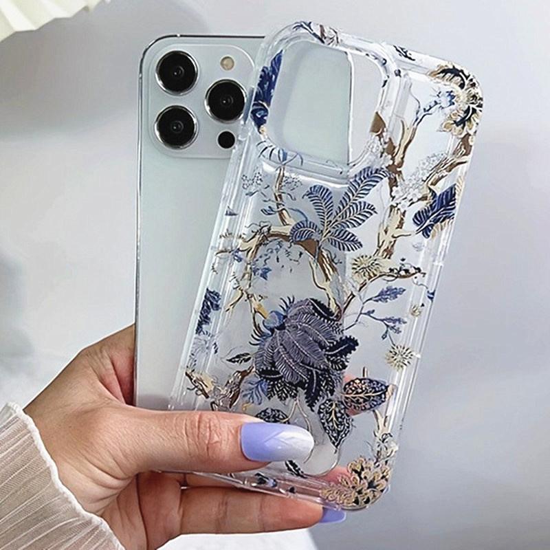

Tropical Flowers Transparent Phone Case For Samsung Galaxy S24 S23 S22 Ultra S21 S20 FE A55 A34 A15 A35 A54 5G Air Cushion Cover For A34