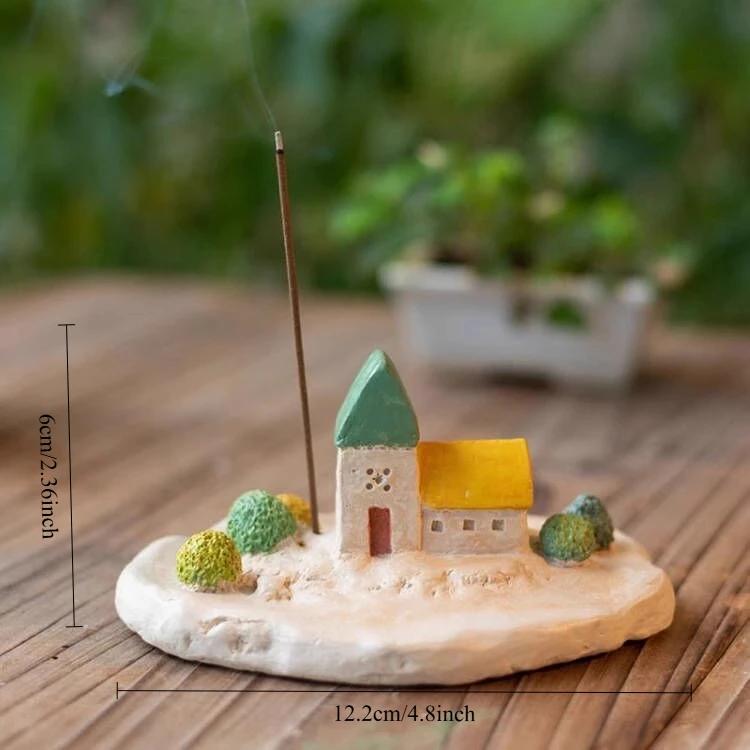 

1Pcs House Shaped Incense Holder Cabin Burner Holiday Tabletop Decorations for Home Kitchen Office Tray Cute Atmosphere