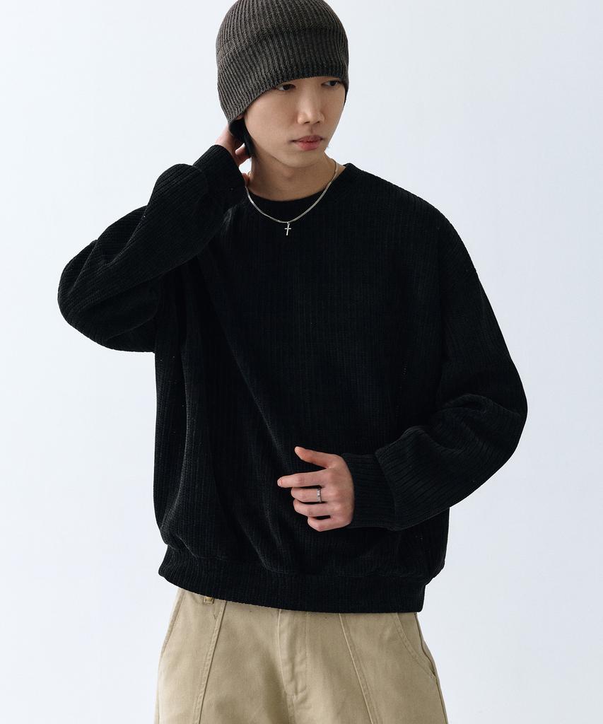 LXT Soft Velour Corduroy Sweatshirt [Black]