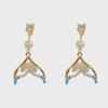 French Zircon Pearl Fishtail Earrings - Chic, Minimalist Silver Jewelry with a High-End Niche Design