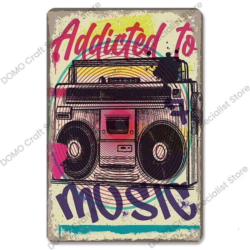 Retro Poster Tin Signs CD Radio Guitar Singer Vintage Metal Plate Wall Decor Music Party Bar Club Living Room 26T0104 26T0104