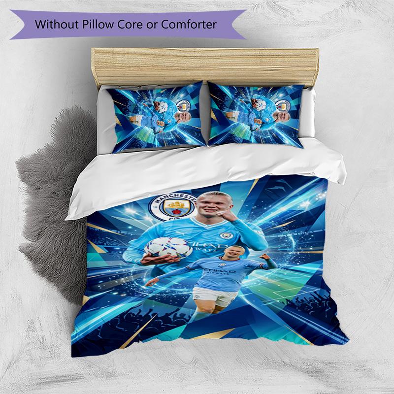 Set Biancheria da Letto 3 Pezzi Stampato Erling Haaland Traspirante Copripiumino con Federe Biancheria da Letto Decorativa per Camera da Letto Casa