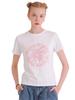 LA MAISON STUDIO Hibiscus Embossed Slim Fit Short Sleeve T-Shirt White Pink (Fcg2Ts774W)