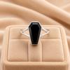 Anello statement a forma di bara in Onice Nero, Argento Sterling Massiccio 925, Anello Boho con Pietra Naturale Fatto a Mano, Regalo per Lei