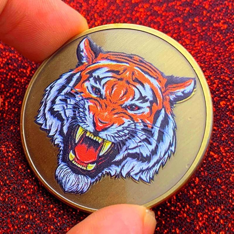 African Leopard Silver Plated Diamond Animal Commemorative Medal, Creative Craft Coin, Tiger Rhinoceros Coin, Lion Commemorative Coin