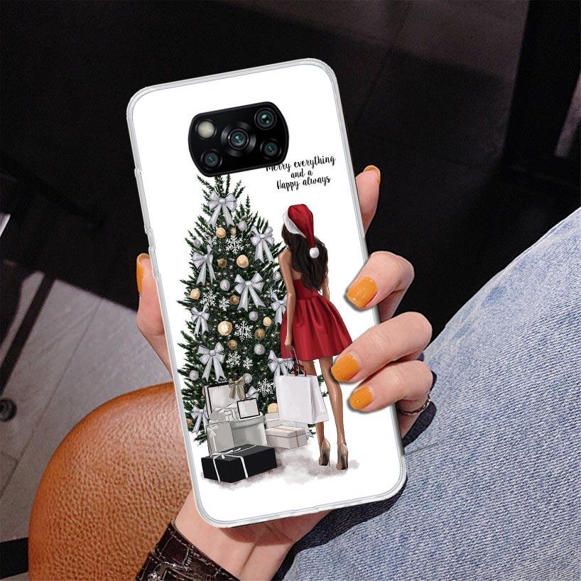 Christmas Girls Tree Gift Phone Case For Xiaomi Poco X7 X6 X5 Pro F7 Ultra Redmi 15C 15 13C 13 12C 12 10 10A 10C 9 9A 9C 9T Cove