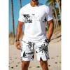 Traje deportivo casual transpirable para exteriores y ocio, traje de camiseta de cuello redondo y pantalones cortos para hombre, traje de verano con estampado digital para hombres y adultos