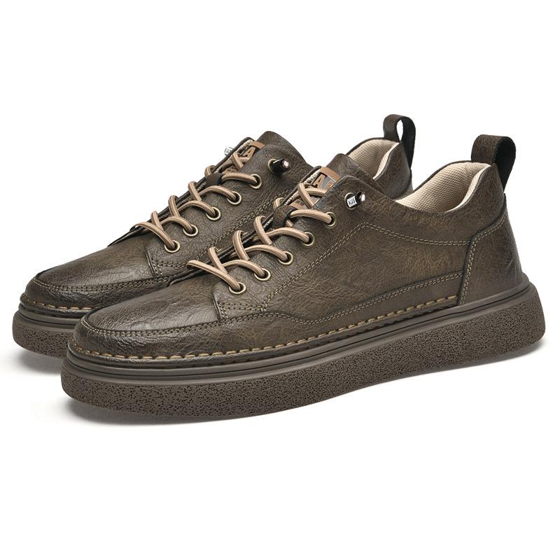 Men's Shoes Trend Breathable Soft Sole Cowhide Invisible Inner Heightening Board Shoes British Men's Casual Shoes