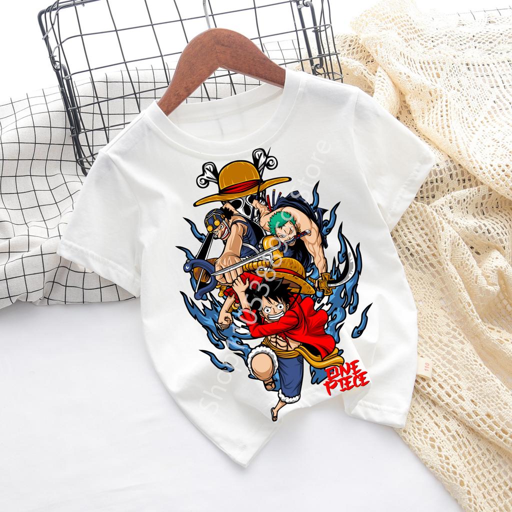 2026 Summer Anime Monkey D Printed Tshirt Kids boys Clothing Fashion Casual Street Tshirt Y2k